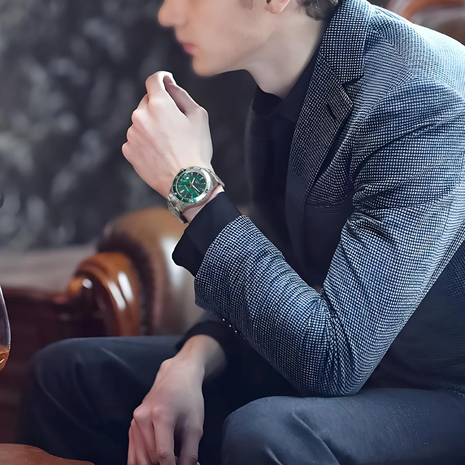 ساعة MOEMTON للرجال ساعة ميكانيكية أوتوماتيكية مضيئة 10bar ساعة رياضية مقاومة للماء ساعات غوص فاخرة من الياقوت