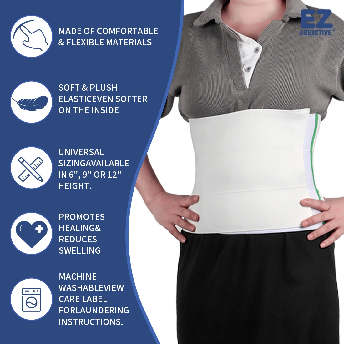 

Ehucon Abdominal Binder Wide Support Belt for Hernia Surgery Recovery Lower Back and Abdomen Pain Relief Waist Belly Band