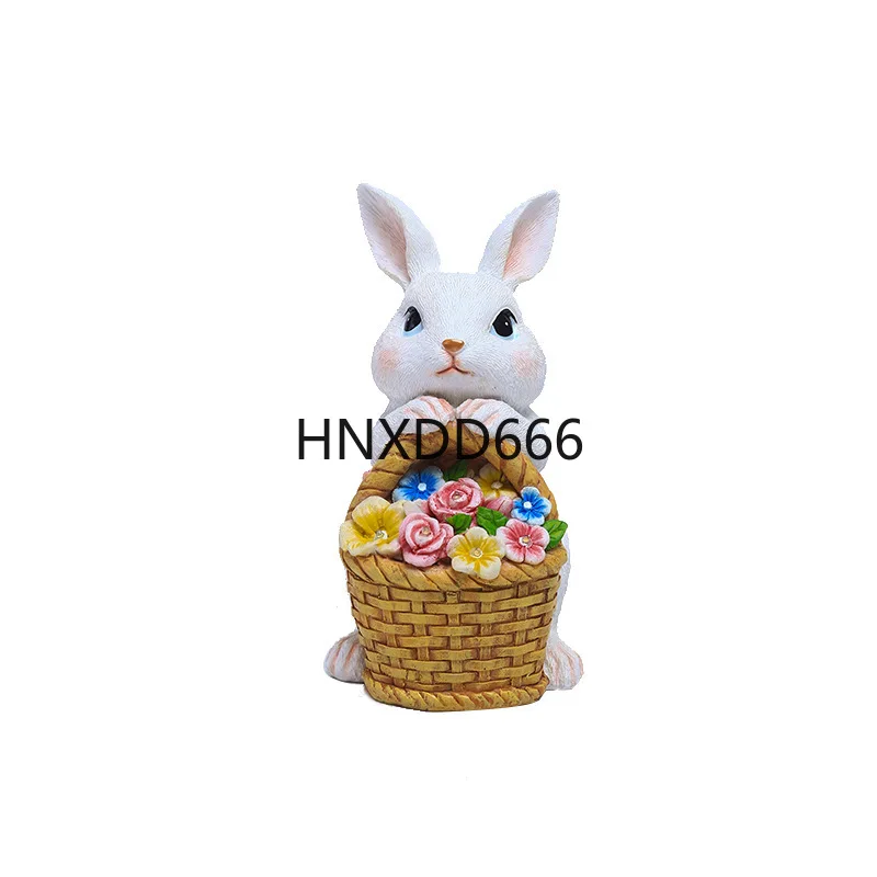 

Simulated solar-powered rabbit basket decorative item, home decoration, garden and courtyard resin handicraft set