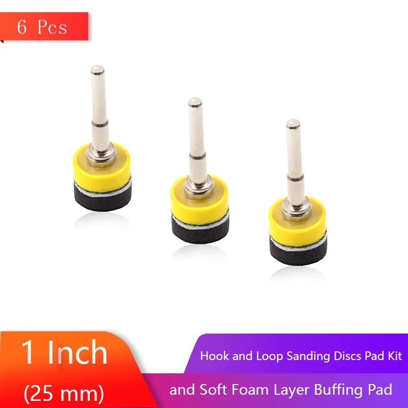 

1 Inch Hook and Loop Sanding Discs Pad Kit with 1/4 Inch Shank Drill Attachment Backing Pads and Soft Foam Layer Buffing Pad