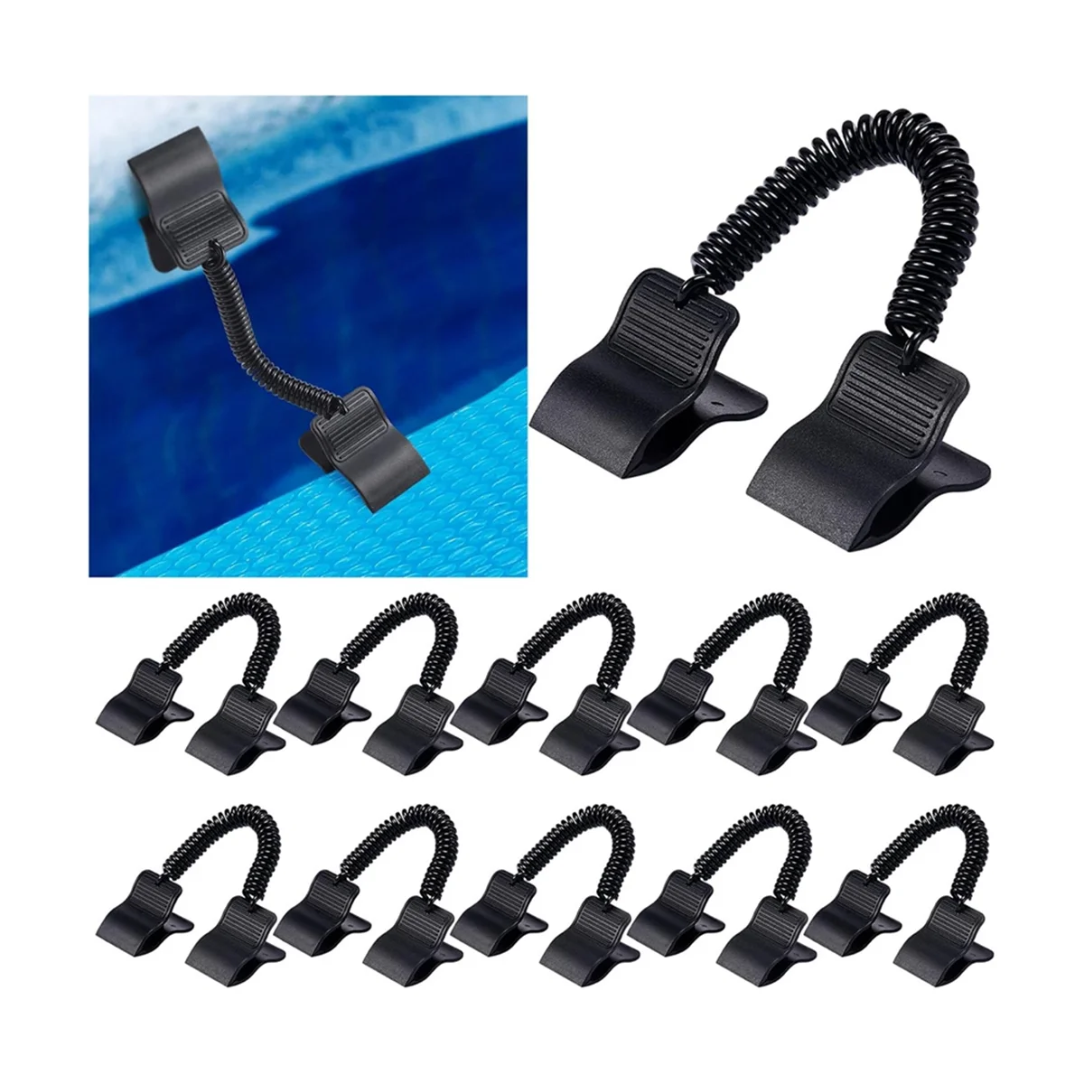 12 Pcs Swimming Pool Cover Clips for Above Ground Pools Solar Cover Reel Attachment Kit Wind Guard Swimming Pool Cover