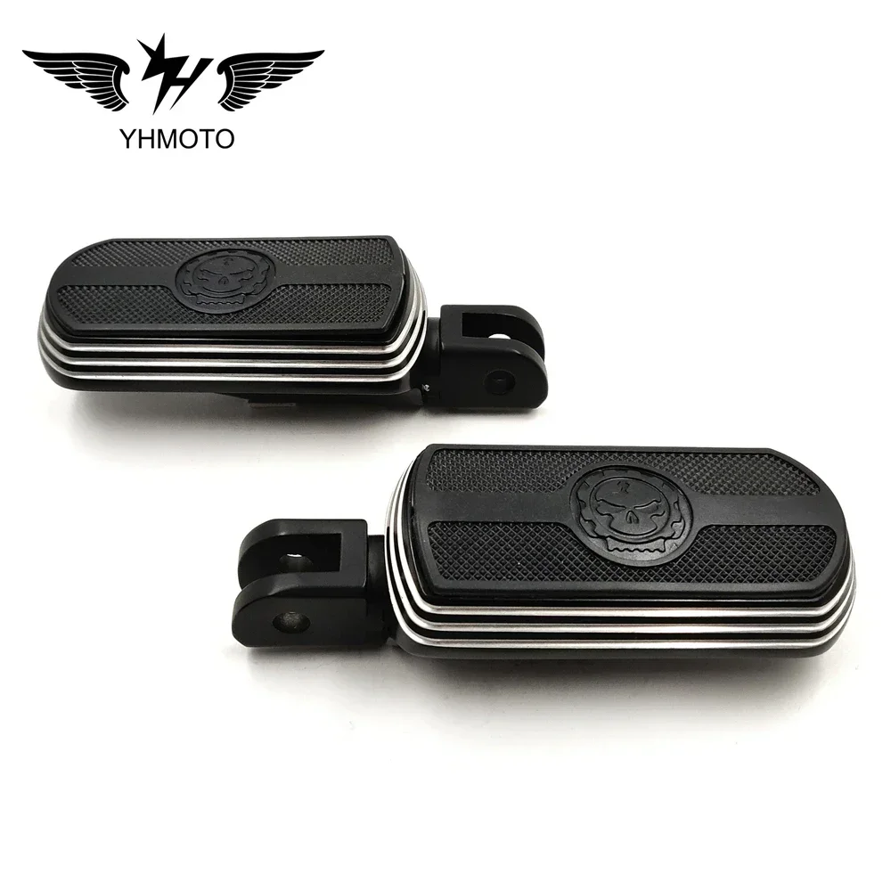 Black Foot Pegs Motorcycle Front Skull Rubber Footpeg For Harley 2018-later FXBB FXBR FXBRS FXLR 2019 2020 2021