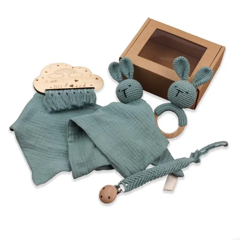 

5Pcs Burping Cloth and Teeth Massaging Teether Doll for Shower Birthday Party