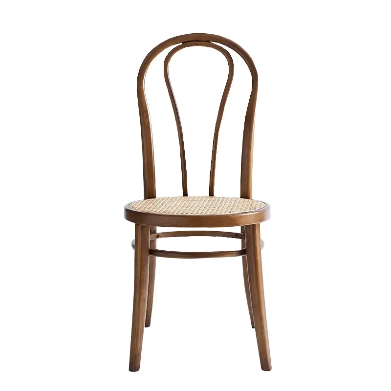Nordischer Schreibtisch und Stuhl aus Massivholz, einfacher Rattan-Bürostuhl für den Heimgebrauch, Restaurantstuhl mit Rückenlehne