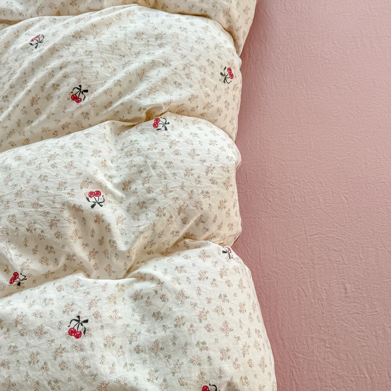 Ins Floral Bedding Set Soft Washed Bed Sheet Set Twin Queen Size Duvet Cover Set No Filling With Pillowcases Bedroom Decor