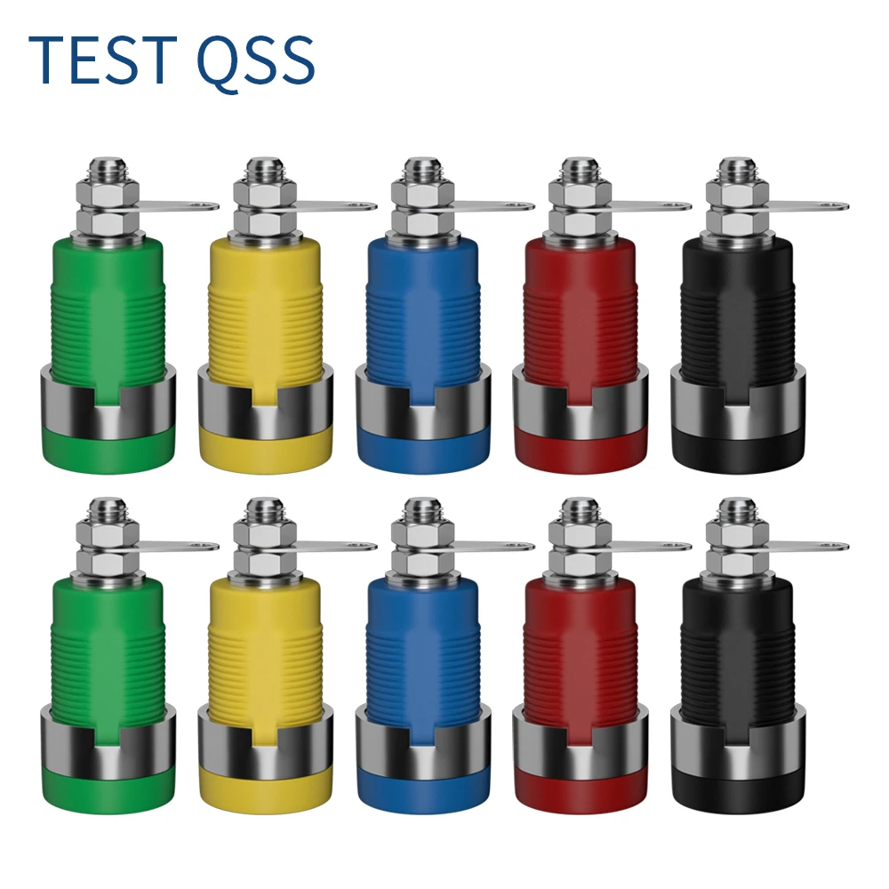 QSS 10PCS 4MM Banana Socket Binding Post Nut Banana Plug Jack Electrical Connector Terminal Test Hole DIY Parts Q.40018