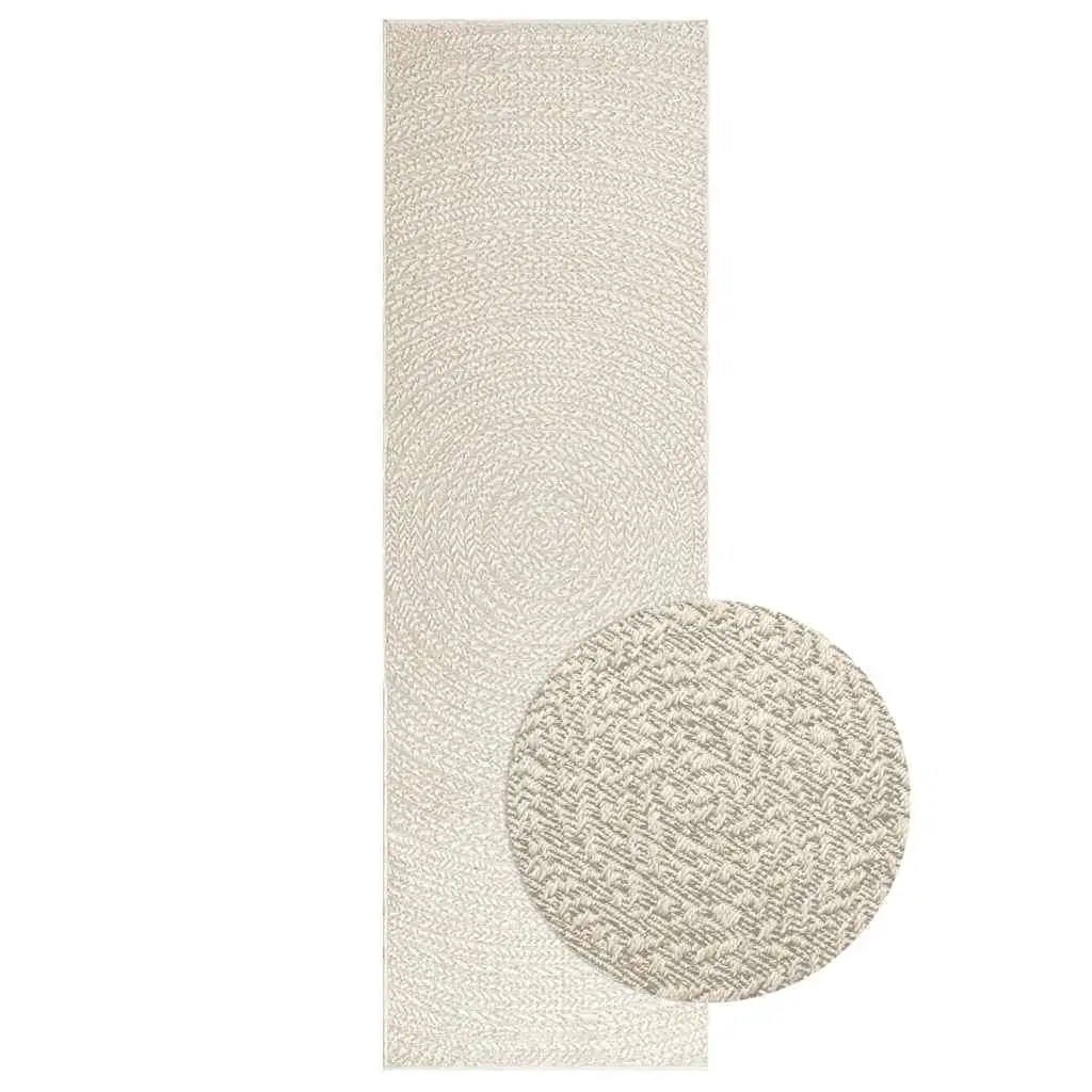 ZIZUR Cream Jute Look Rug 80x250 cm for Indoor/Outdoor Use - Stylish & Durable