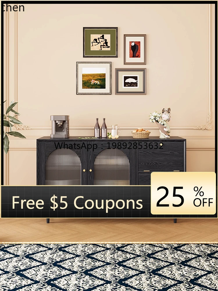 

solid wood dining side cabinet integrated with wall low cabinet household ash wood solid wood cabinet living room