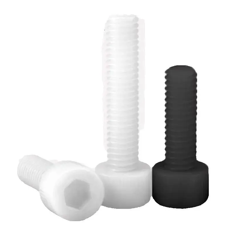 DIN912 Hexagon Socket Head Cap Bolt Knurled Hand Screw M3-M12 Sizes Black/White Plastic Nylon Material for General Use