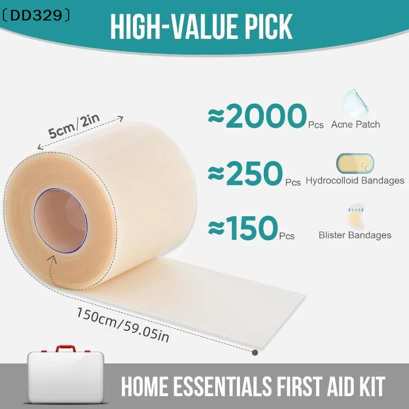 Pimple Patch Artificial Skin Wound Dressing Freely Cuttable Skin-Friendly Adhesive Keep Wound Clean 1 Roll〔DD329〕