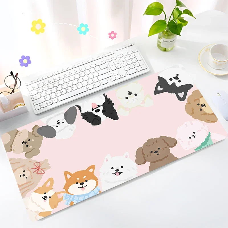 

Kawaii Corgi Dog Mouse Pad PC Cute Cartoon Pink Desktop Mouse Mat Laptop Anime Gamer Cabinet Mousepad XXL Gaming Keyboard Rug