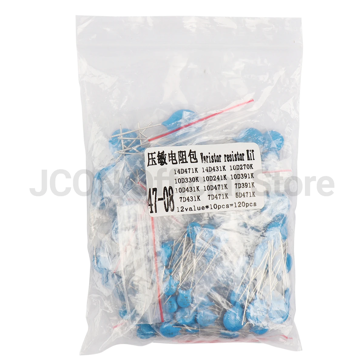 120 peças kit de amostra de varistor 12 valores x 10 peças = 120 peças kit sortido comumente resistor de varistor 5d471k 7d471k 7d431k 7d391k 10d471k
