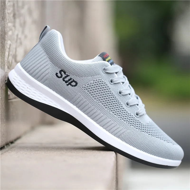 Baskets en maille respirante pour hommes, chaussures décontractées légères, chaussures de sport confortables, chaussures de course à lacets, appartements, Zapatillas zones bre, nouveau