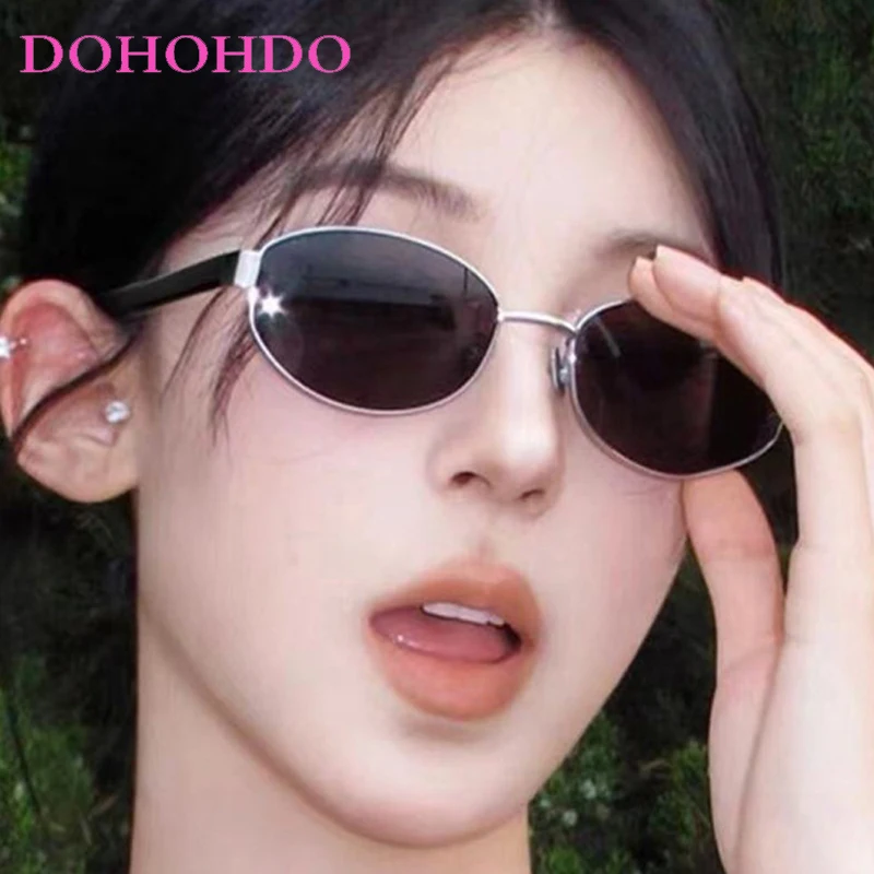 

Trendy Punk Men Small Oval Sunglasses For Women Fashion Brand Designer Sun Glasses Driving Shades Summer Traveling Shades UV400