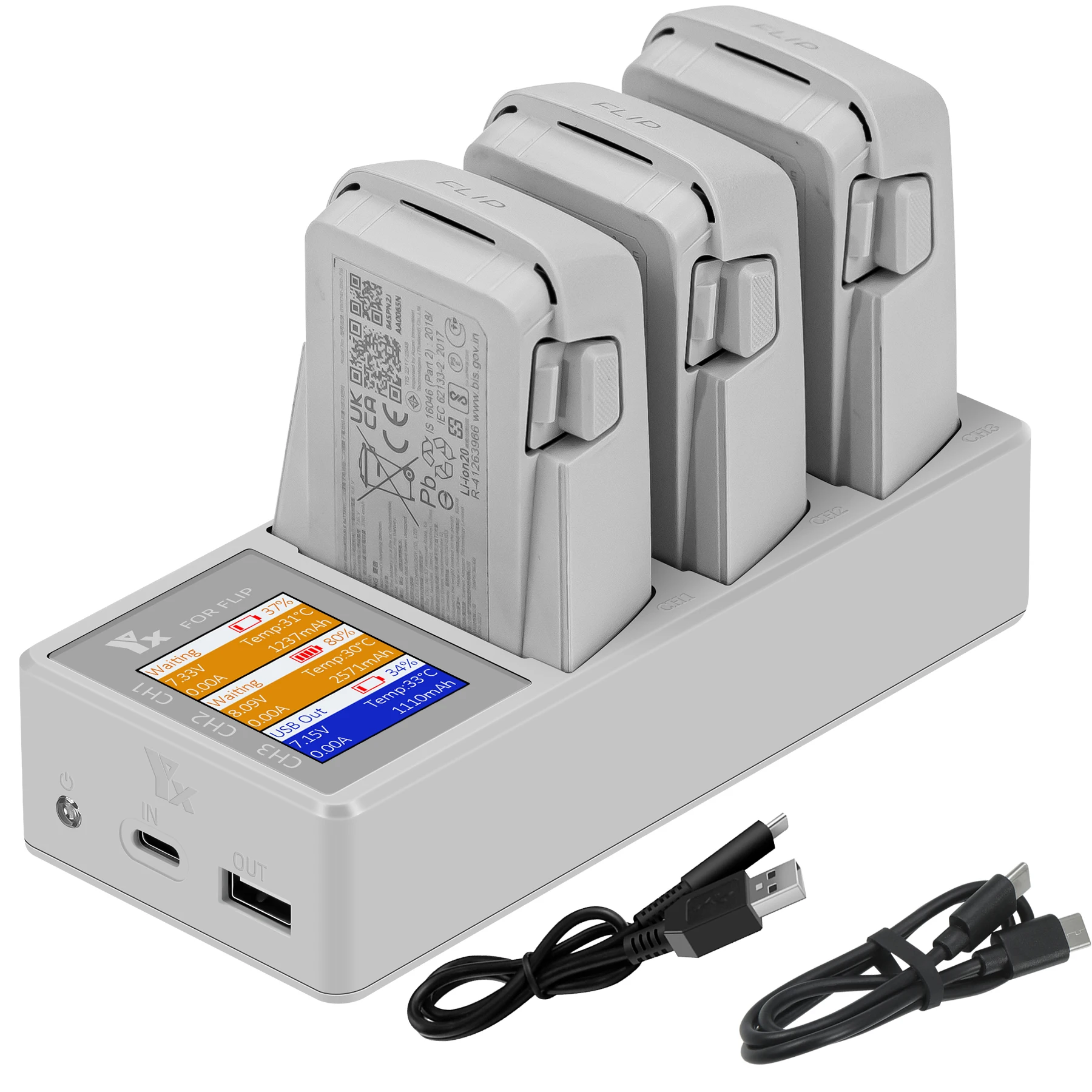 For DJI Flip Three-way Digital Display Charging Hub Battery Intelligent Charger Butler Power Bank for DJI Flip Drone Accessories