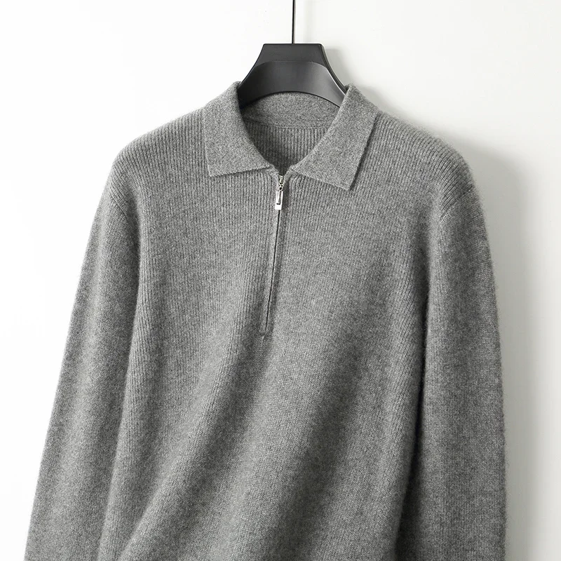 

DjzDsm 100% мериносовая шерсть, популярные кардиганы, мужской пуловер с лацканами, свитера поло с длинными рукавами и воротником, свободные топы, вязаная одежда, рубашка большого размера