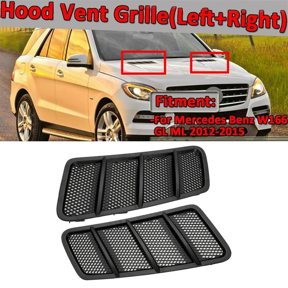 1 Pair Hood Air Vent Grille Cover For Mercedes-Benz W166 ML GL Class 2012-2015 1668800105 1668800205