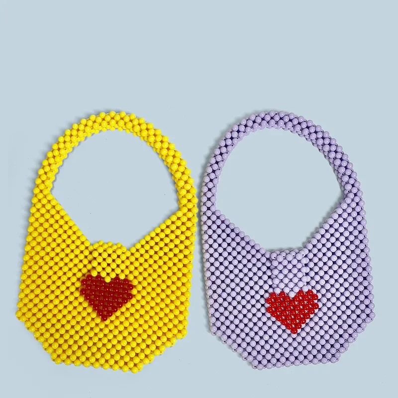 

Новые акриловые бусины ручной работы ярких цветов, простые однотонные женские сумки под мышками, милая ручная повседневная сумка для девочек на заказ