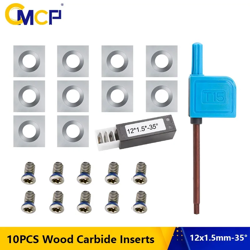 Carbide Insert 12mm 10pcs 12x12x1.5mm 35 Degrees Square Corners Insert Blade for Wood Lathe Turning Tool Helical Planer Cutter 