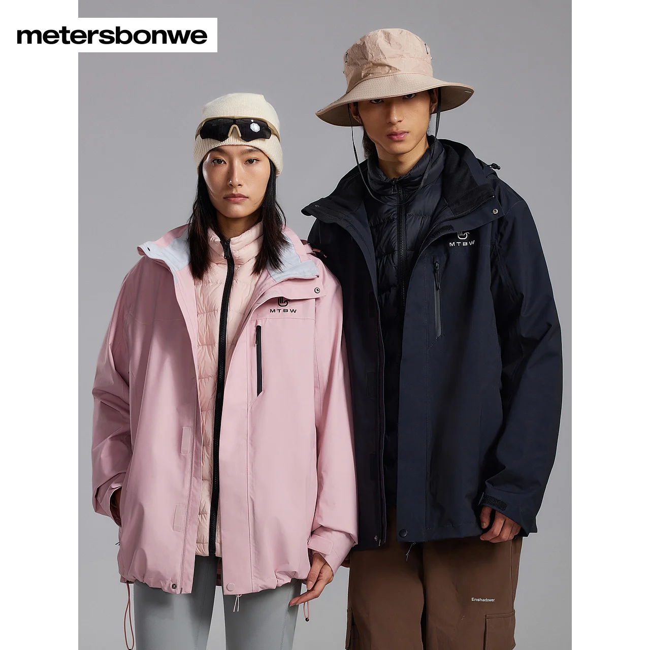 Metersbonwe-Doublure en duvet de canard Hardshell pour hommes et femmes, veste matelassurera haute imperméable, veste d'extérieur 2 en 1, trois vêtements, hiver