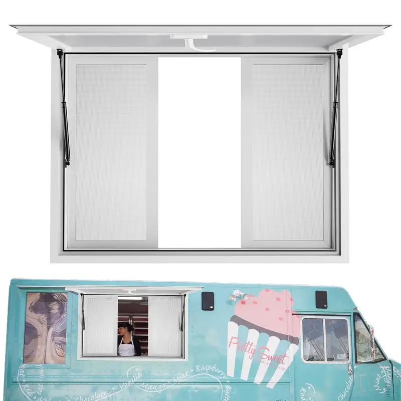 Concession Window Aluminum Alloy Food Truck Service Window RV Window with Drag Hook and Door Handle Food Truck Accessories