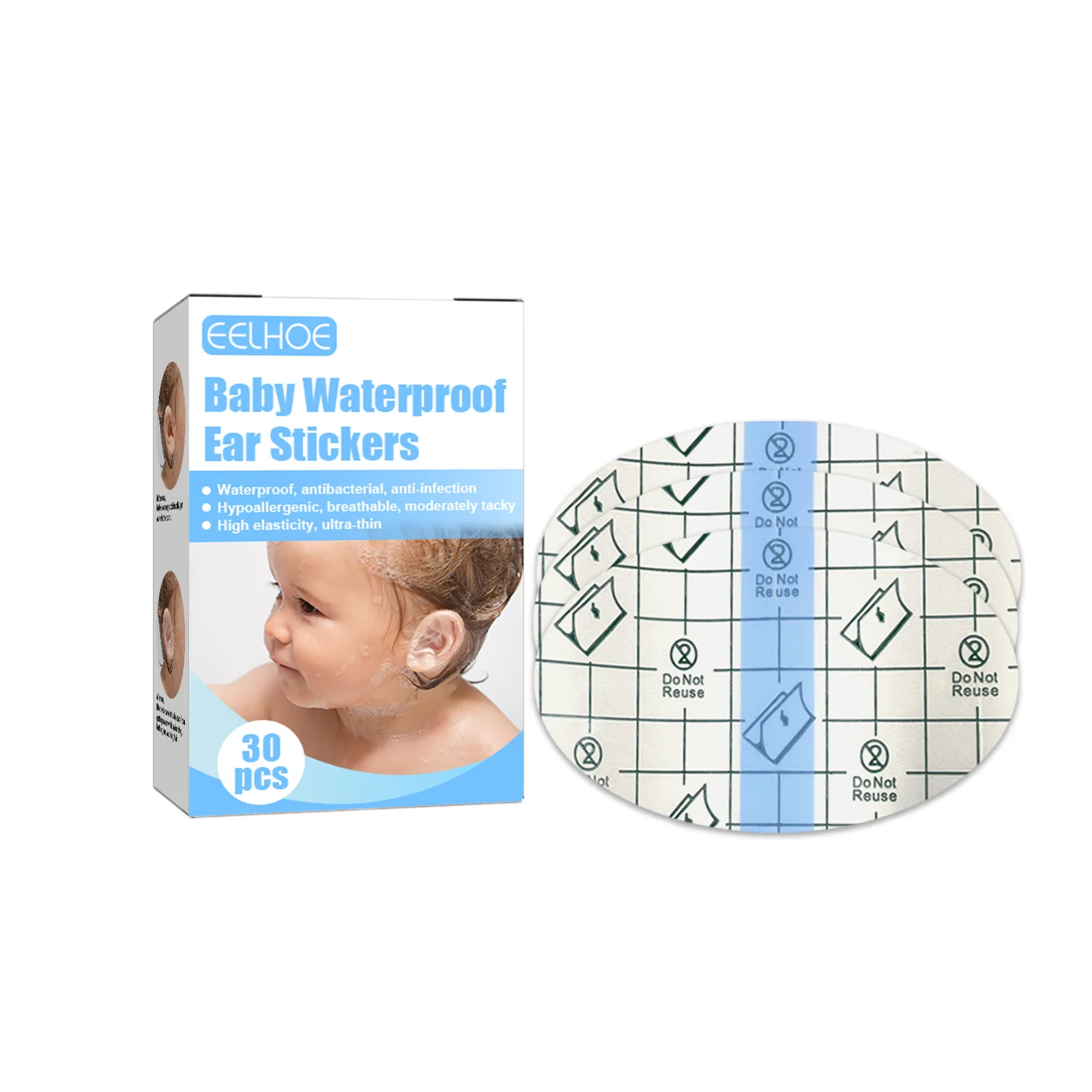 Waterproof Ear Protector Swimming Baby Shampooing Bathing Anti-water Ingress Ear Patch Shower Cap Tool Waterproof Sticker 30pcs