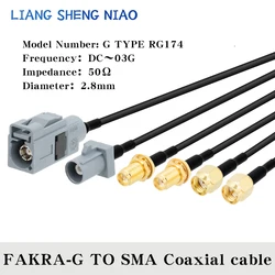 Fakra G Male/Female RG174 Coaxial Cable for Car Satellite Radio GSM Cellular Phone 50Ohm for Car Telematics Extension Cable