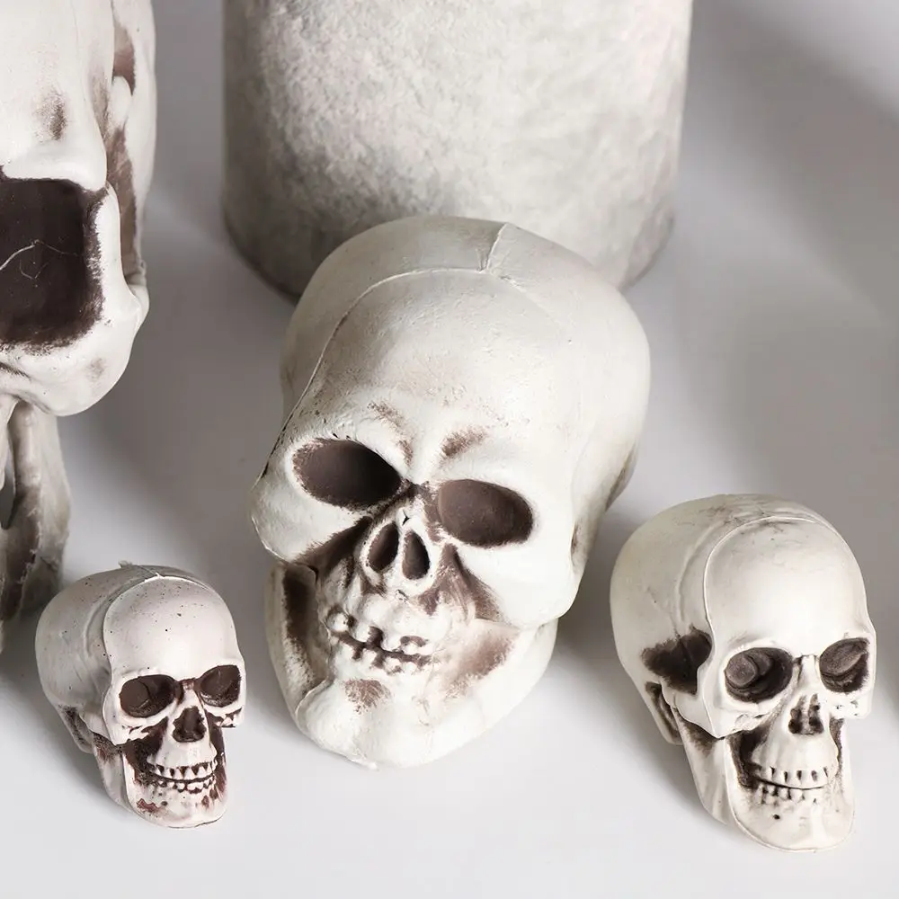 All Size Plastic Human Skull Head Skeleton Halloween Style Photo Prop Cranium Haunted House Statue Party Decor Game Supplies view 3