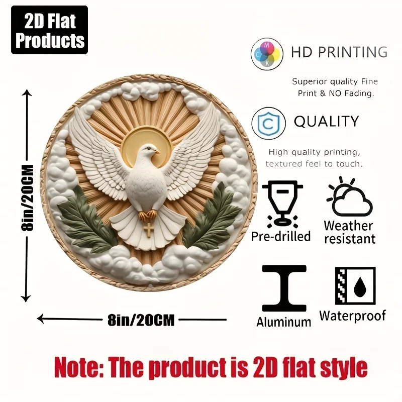 2D Flat - 1pc 2D Flat Peace Dove Themed Aluminum Metal Decorative Plaque | Suitable for Bars, Kitchens, Coffee Shops, Home Rooms