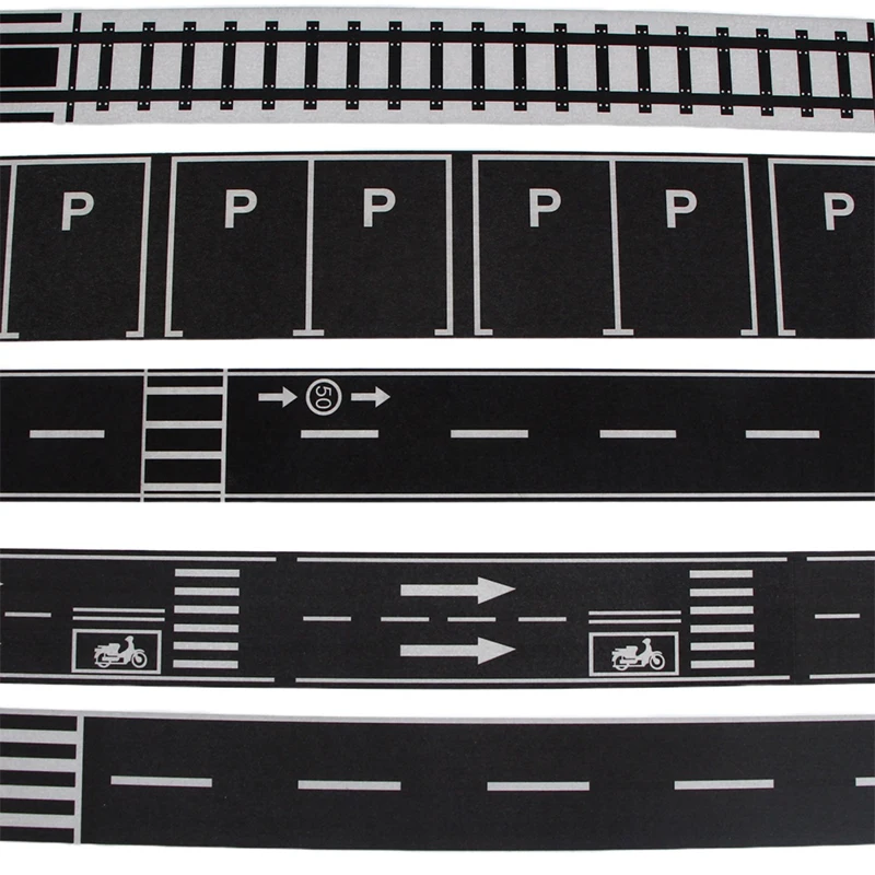 1 рулон 5 м 1:12 кукольный домик дорожное движение железная дорога сценическая лента наклейка миниатюрная парковочная сцена кривая наклейка модель Декор игрушка