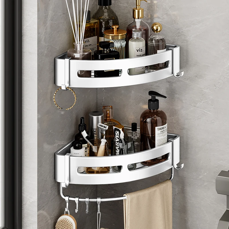 Bathroom Corner Storage Shelves Wall Mounted Rack Shampoo Holder Shower  Basket Organizer Bath Accessories