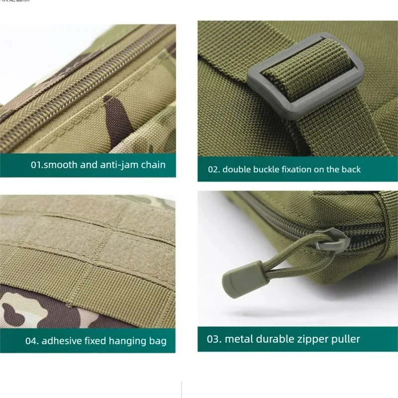 Tactical Molle Waist Pack 600D Waterproof Camo EDC Tool Bag Multifunctional Phone Card Holder Outdoor Camping Commuting Utility view 5