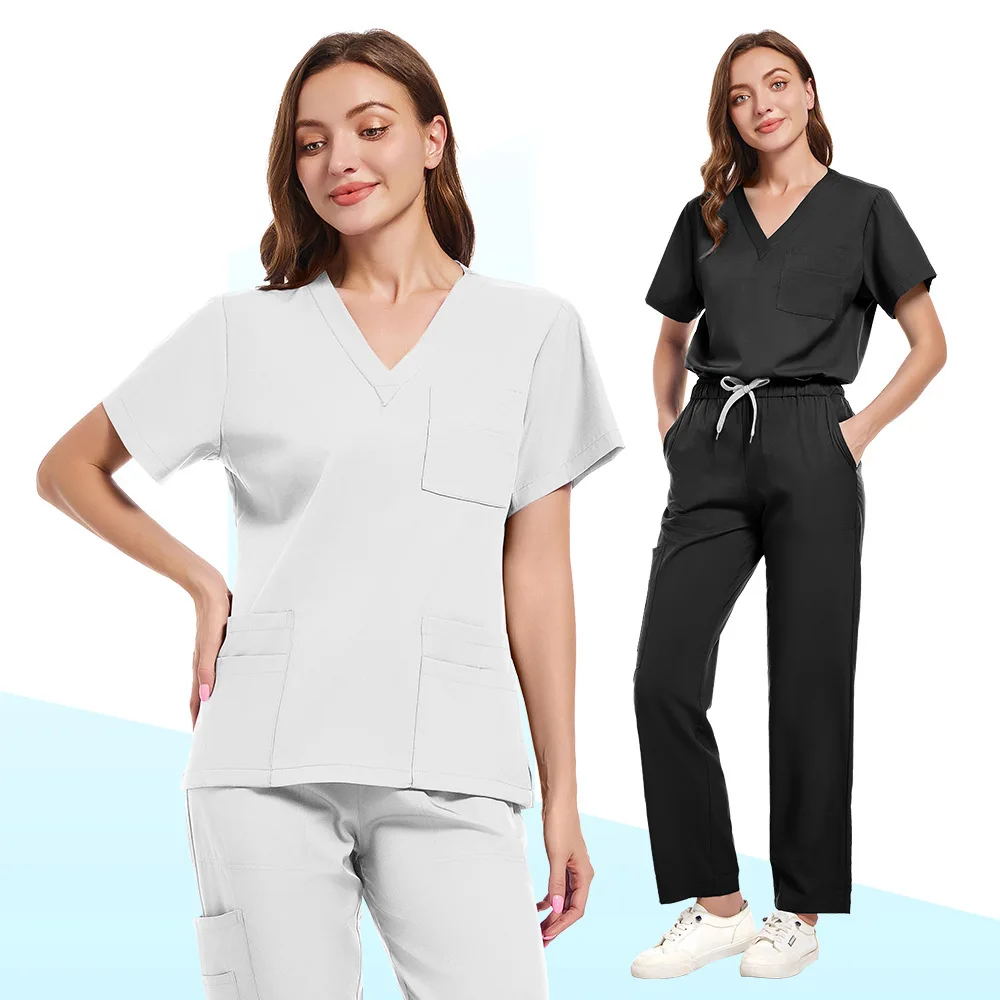 Novo produto: uniforme médico e enfermeira, roupas cirúrgicas para lavar as mãos, calças retas para sala de operação, conjunto de cor sólida