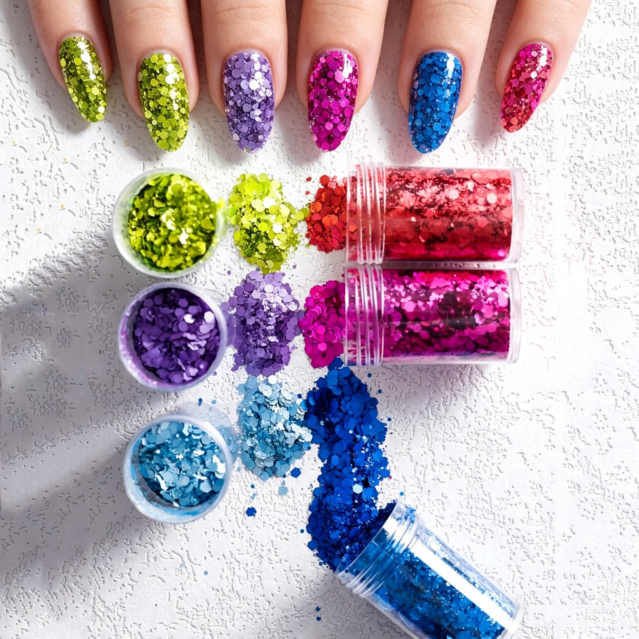 Paillettes irisées brillantes de 8 couleurs, poudre de paillettes néon mélangée à des flocons d'opale fins, paillettes pour ongles, pour artisanat, résine, décoration d'ongles
