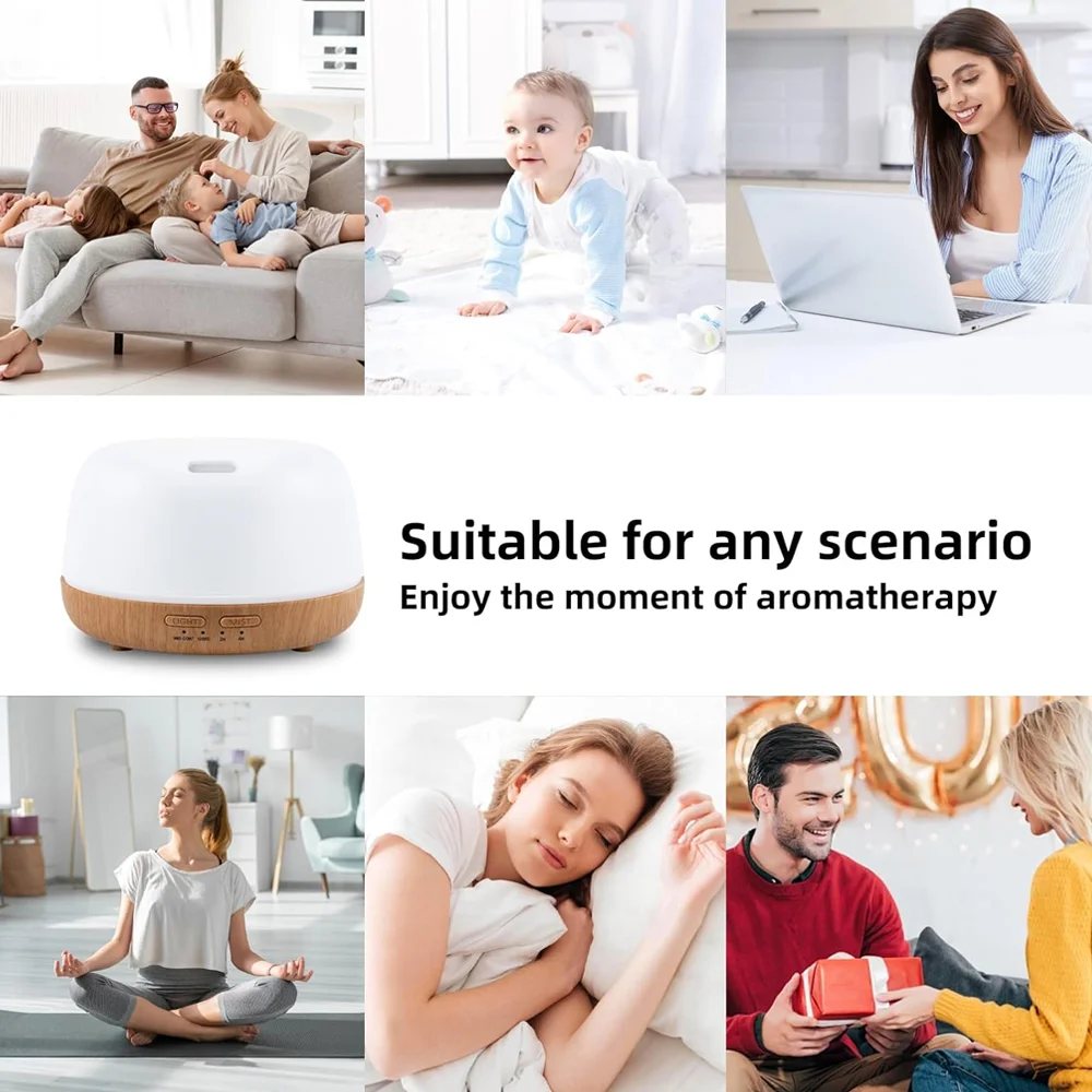 Modern Minimalist LED Ultrasonic Essential Oil Diffuser with Aroma Mist & Moisture Output Control for Home Decor