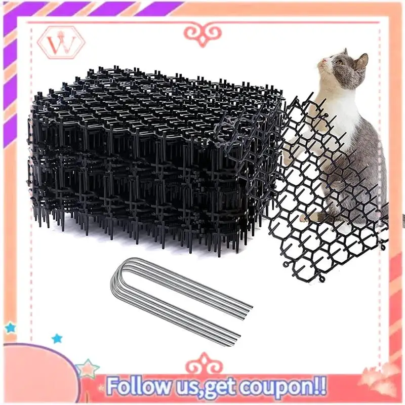 Upgraded 12Pcs Cat Deterrent Mat With Spikes Anti Cat Scat, Cat Deterrent Spikes Mats For Indoor Outdoor Garden 15.5Cmx20cm