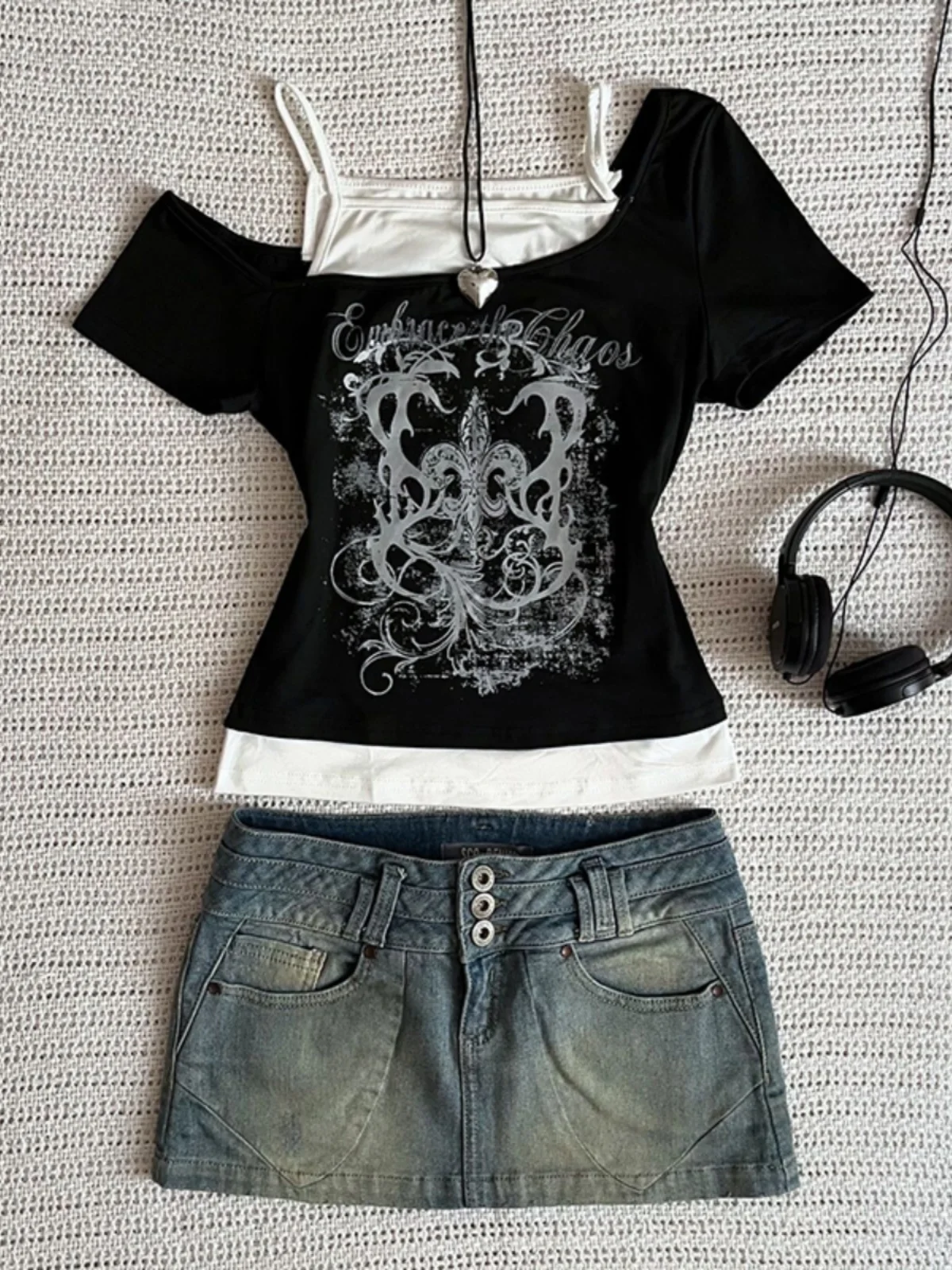 

Оригинальная асимметричная футболка Bla oulder ort Sve, женская летняя футболка в американском стиле ретро, уникальный топ из двух предметов Byao Girl