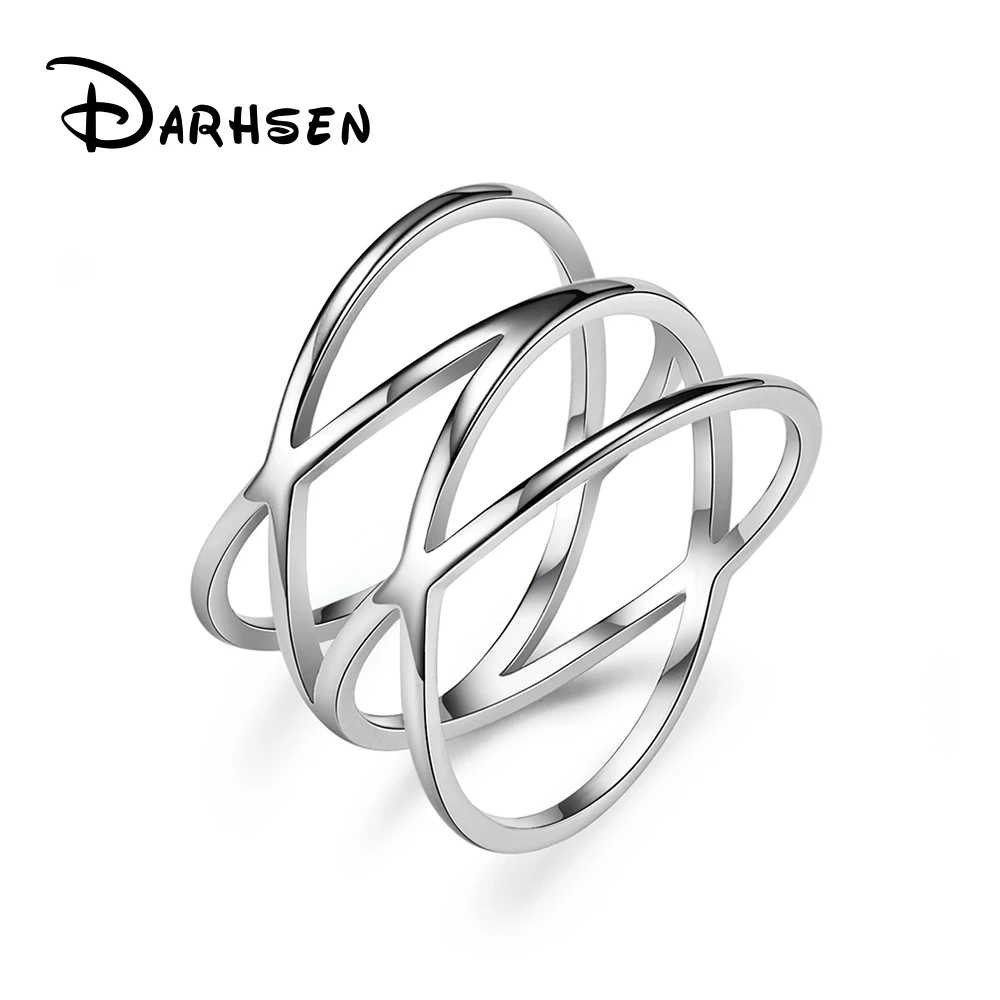 DARHSEN Simple Women Big Rings Stainless Steel Silver Black Gold Color Fashion Jewelry size 5 6 7 8 9 10 11