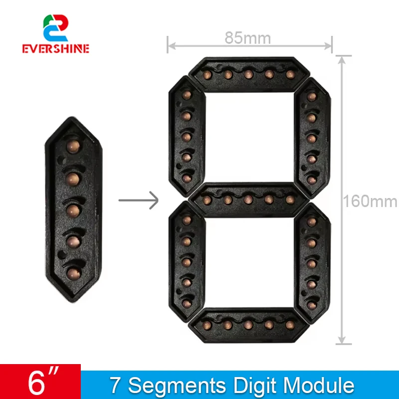 6 Inch 7 Segment LED Number Module for Gas & Diesel Price Display Outdoor Digital Signage Red Green White Yellow Color