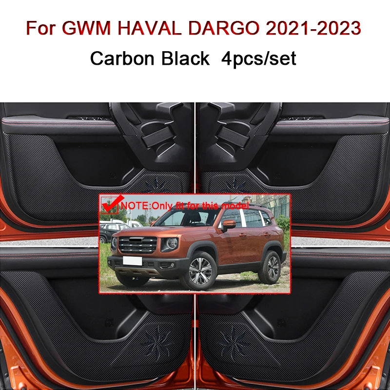 

For GWM HAVAL DARGO 2021-2023 Car Door Anti Kick Pad Carbon Fiber Leather Texture Anti Dirt Protective Sticker Auto Accessories