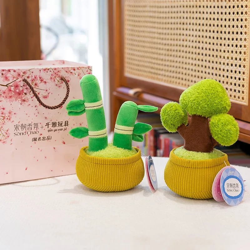 نسيج محاكاة نبات عصاري بوعاء زخرفة ألعاب من نسيج مخملي سيارة تحمل الديكور دمية هدية #5