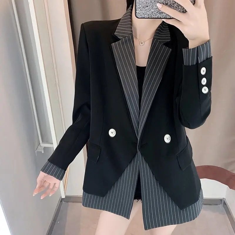 Blazer Mujer Cappotto da donna Welt Wrap-Around Fila Colletto con cerniera Extra-lungo Modello diviso Pieghe Minimalismo Spalle Ropa dorate