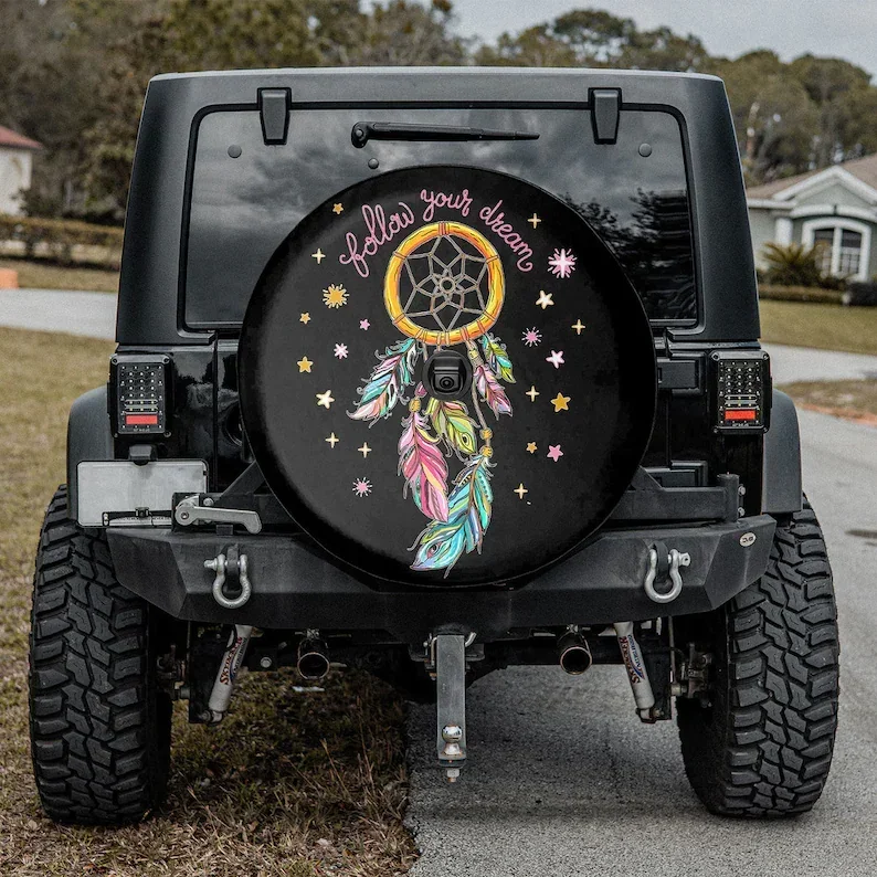 Follow Your Dream SUV Tire Cover, Gift For Father, Father's Day Gift, Spare Tire Cover For Car, Personalized Camper Tire Cover,