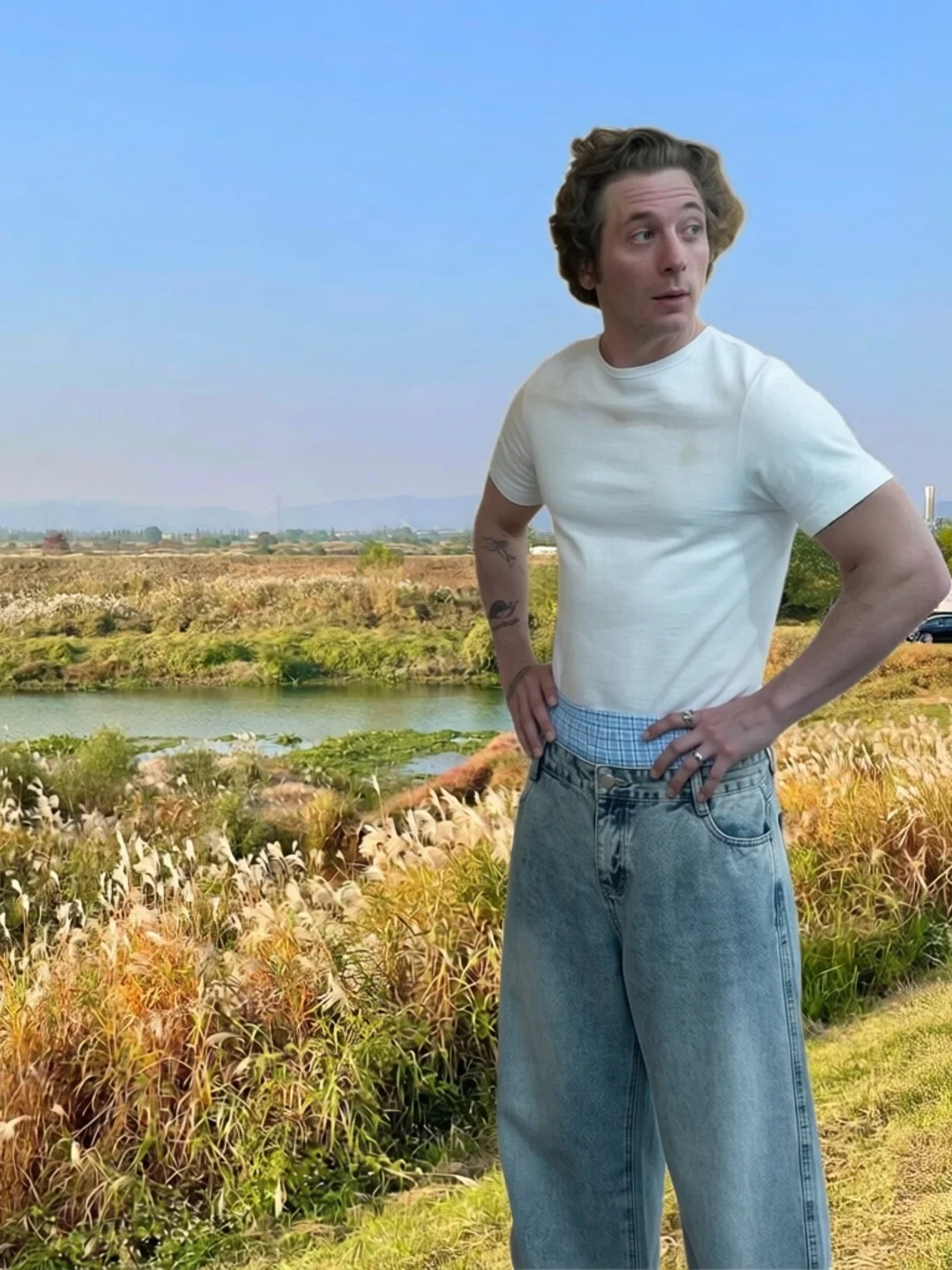 

Vintage 90s Loose Skate Pants Waterwashed Faded Jeans Men's Casual Straight Leg Blue Jeans Non-deformable Spring Season
