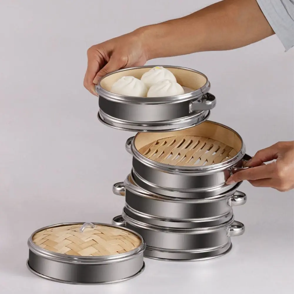 Piroscafi per alimenti multidimensione professionali Gabbia per cottura rotonda in bambรน Gadget da cucina resistenti al calore Pratico griglia per