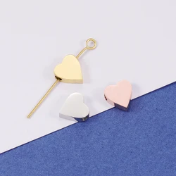 Fnixtar Mirror Polished Stainless Steel 1.8mm Small Hole Love Heart Charms Beads For Women DIY Jewelry Gift 3*8mm 20piece/lot