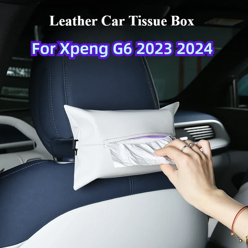 

Leather Car Tissue Box For Xpeng G6 2023 2024 Xiaopeng G6 Original Car Color Seat Back Leather Tissue Bag Car Accessories