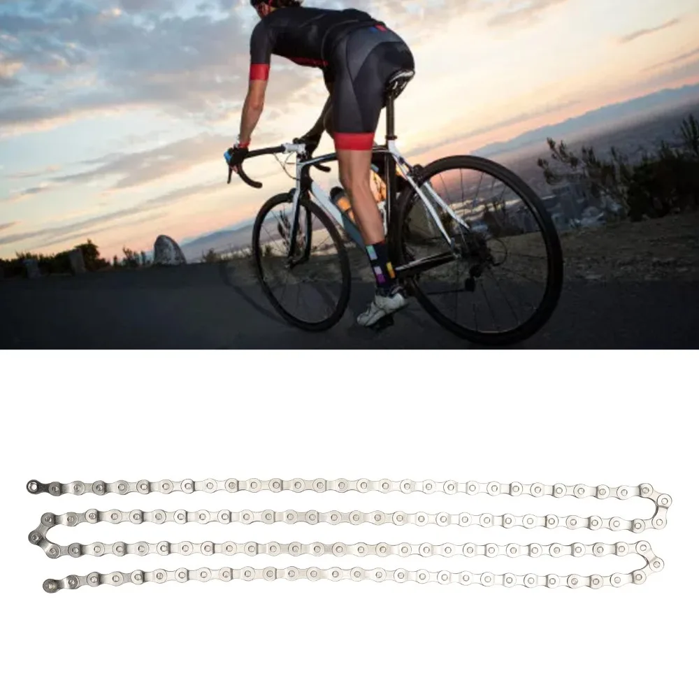 

Durable 116 Links Bike Chain Steel Silver Mountain Bike Chain High Performance 9 Speed Replacement Chain Bike Upgrade