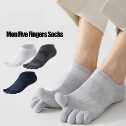 Calcetines cortos de algodón puro para hombre, medias de cinco dedos, absorbentes de sudor, antibacterianos, transpirables, de malla, para correr, deportivos, 6 pares