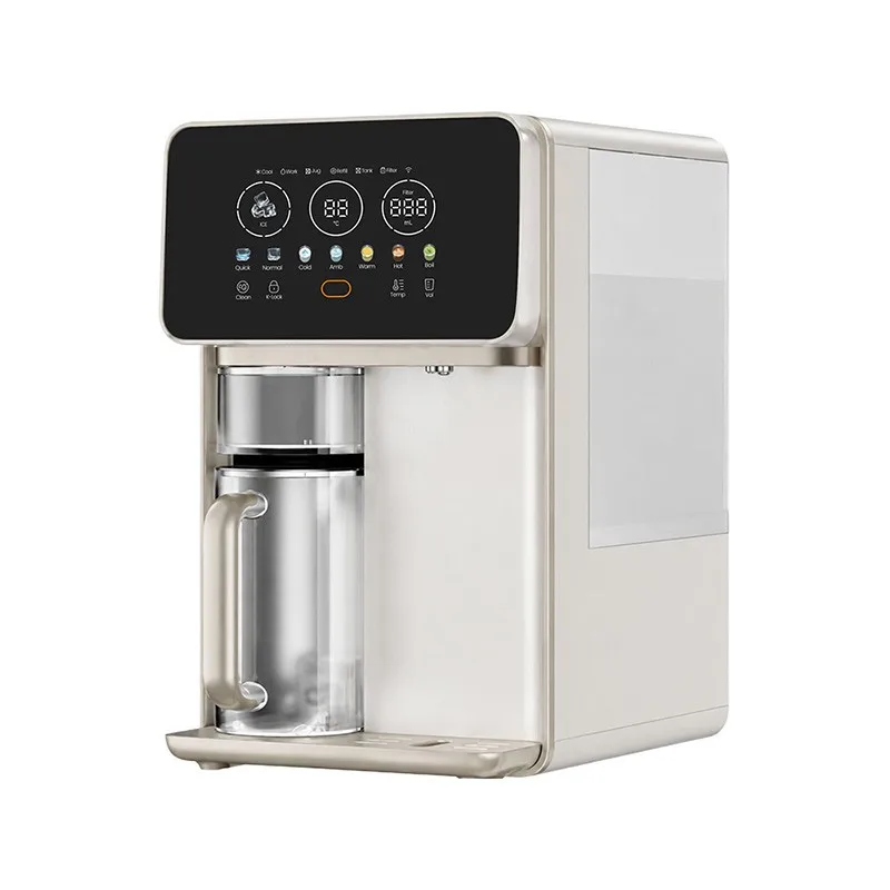 Compressor Cooling Countertop RO Water Dispenser With Ice Maker 5°C Cold Water And Instant Hot Water For Home Office